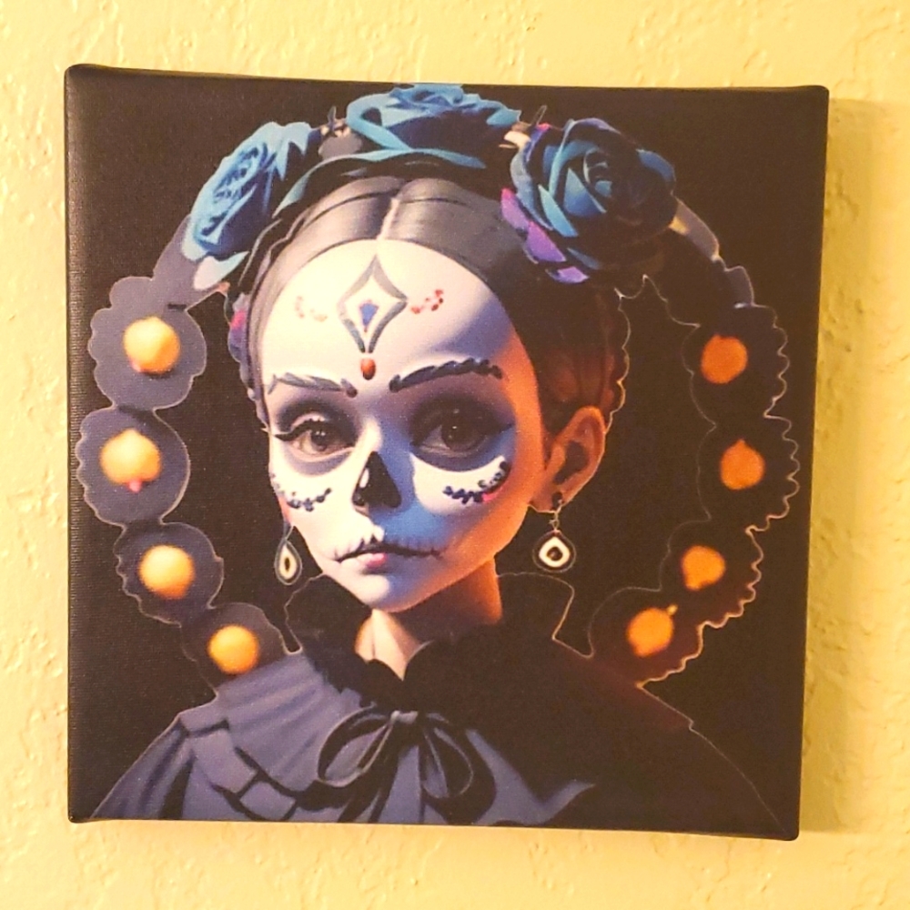 Dia De Los Muertos inspired canvas 8x8